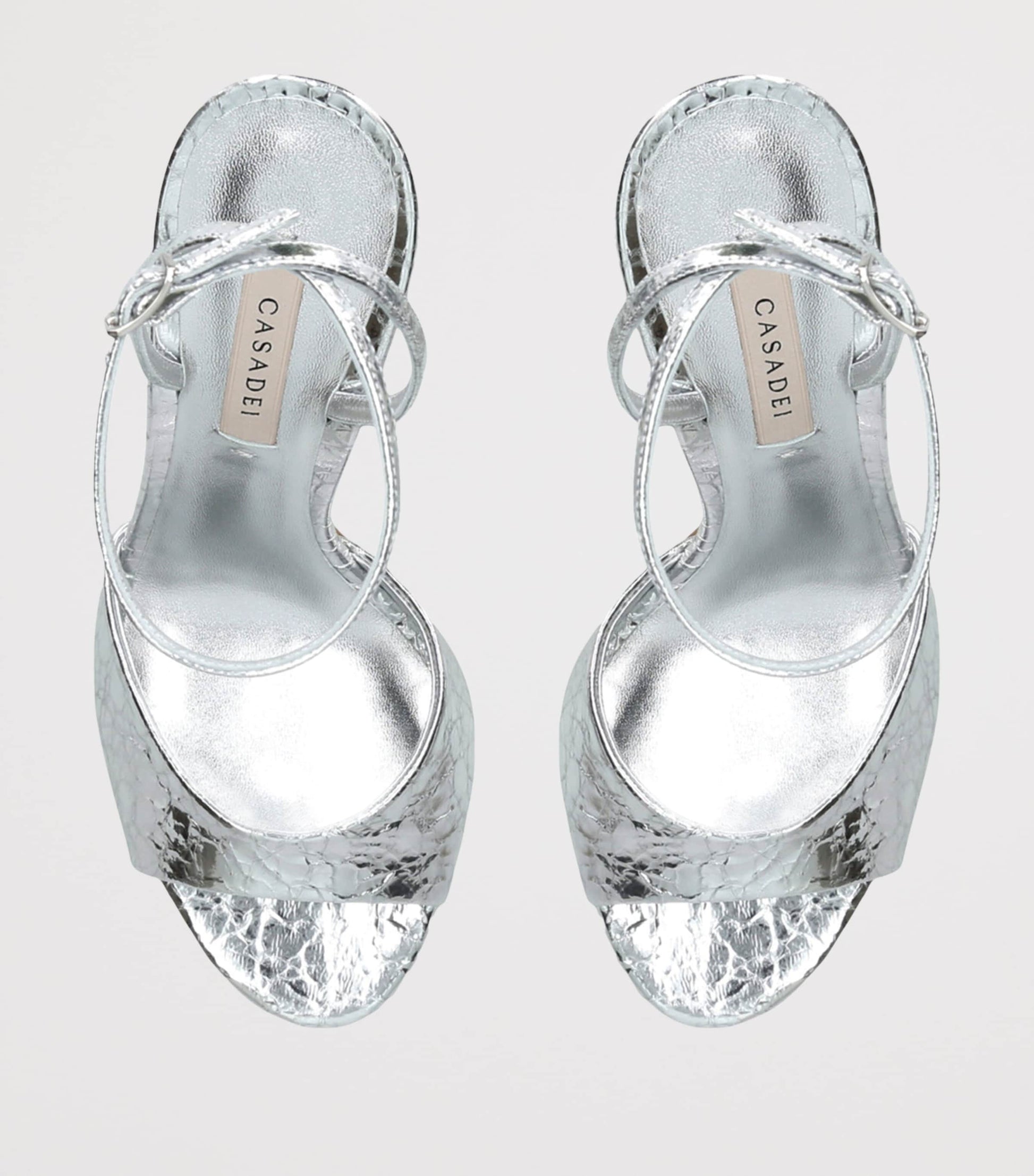 Casadei Metallic Leather Blade Heeled Sandals 100