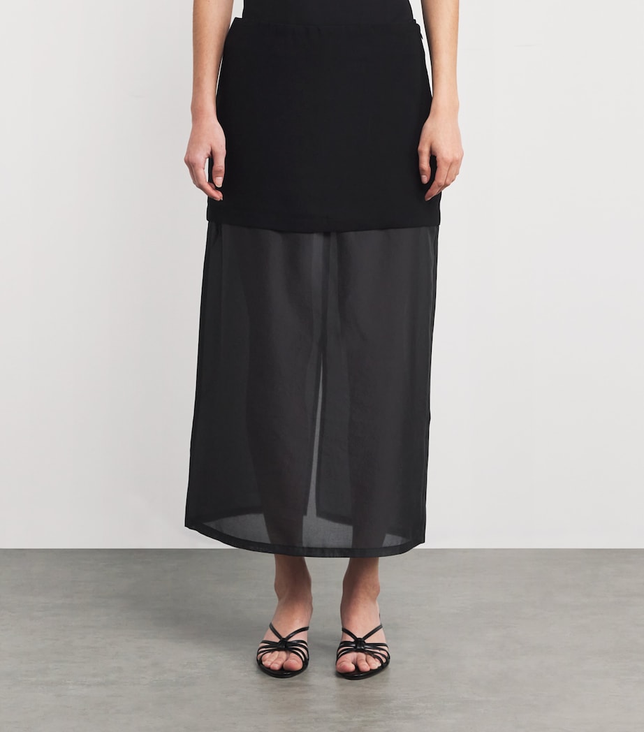 Stylein Black Crepe Bardi Midi Skirt