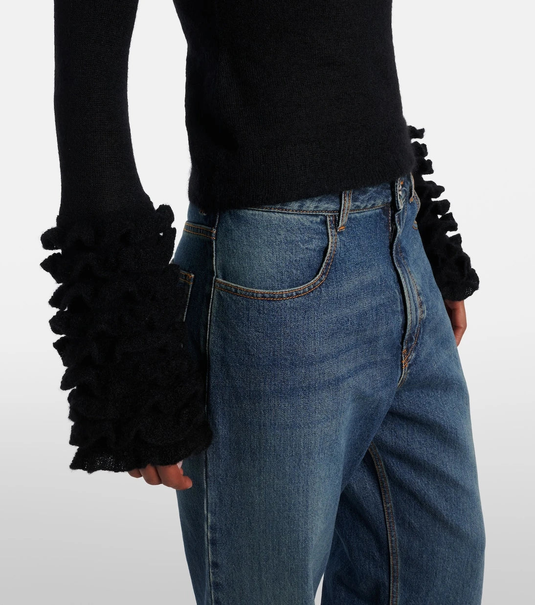 Alaïa - Ruffled sheer mohair-blend top