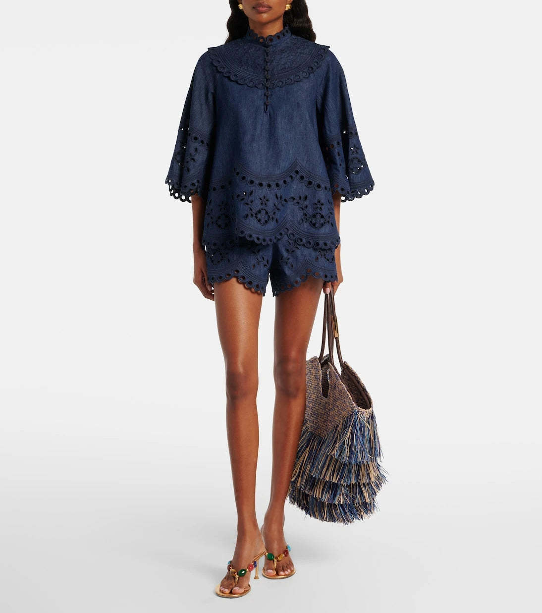 Zimmermann - Goldentime Medium fringed raffia tote bag