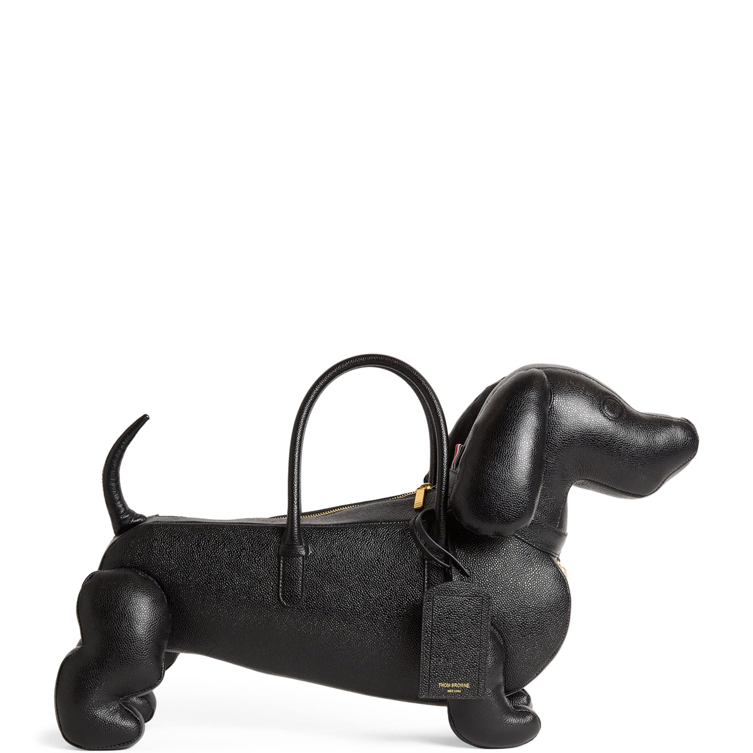 Thom Browne Black Leather Hector Top-Handle Bag