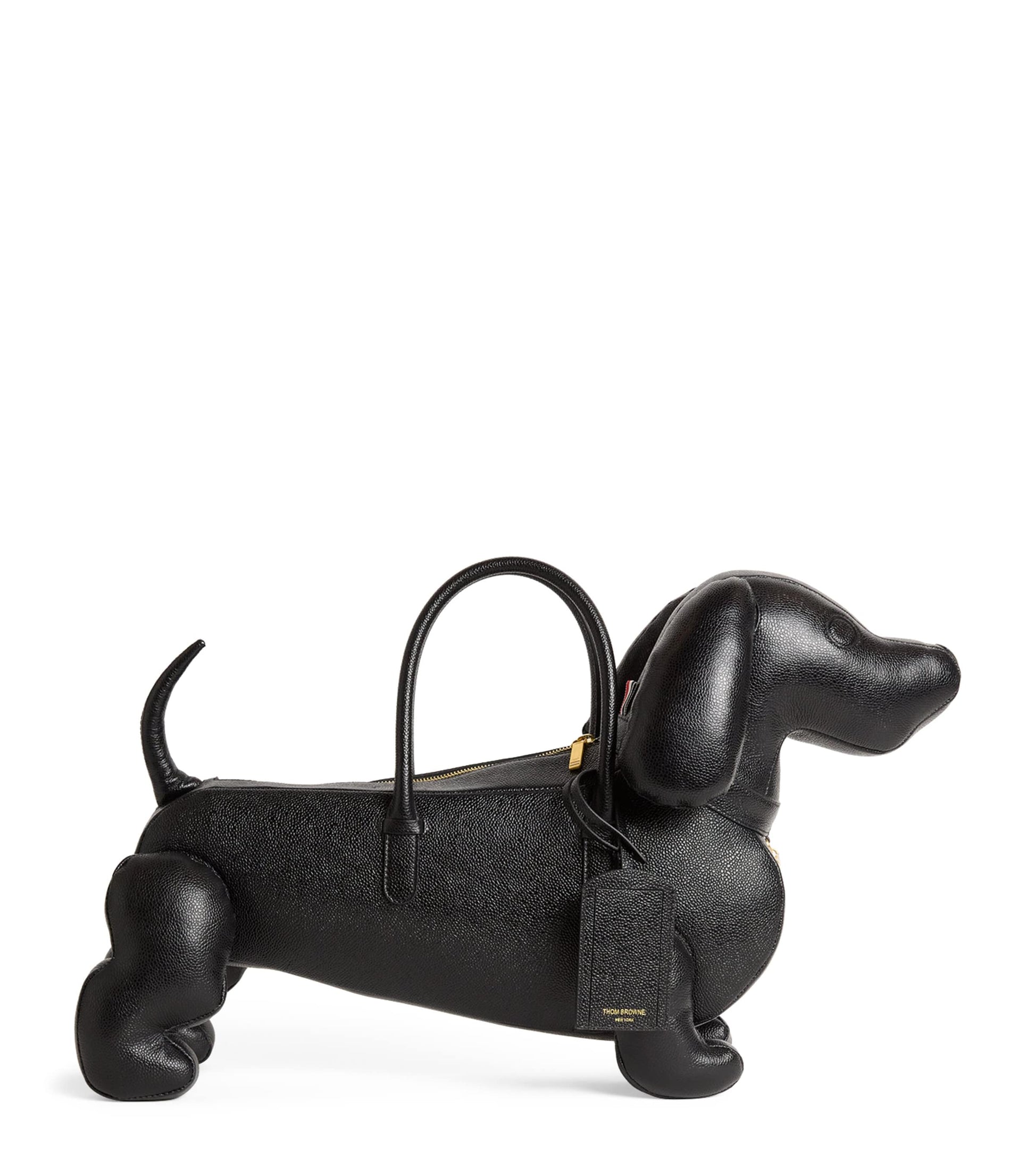 Thom Browne Black Leather Hector Top-Handle Bag