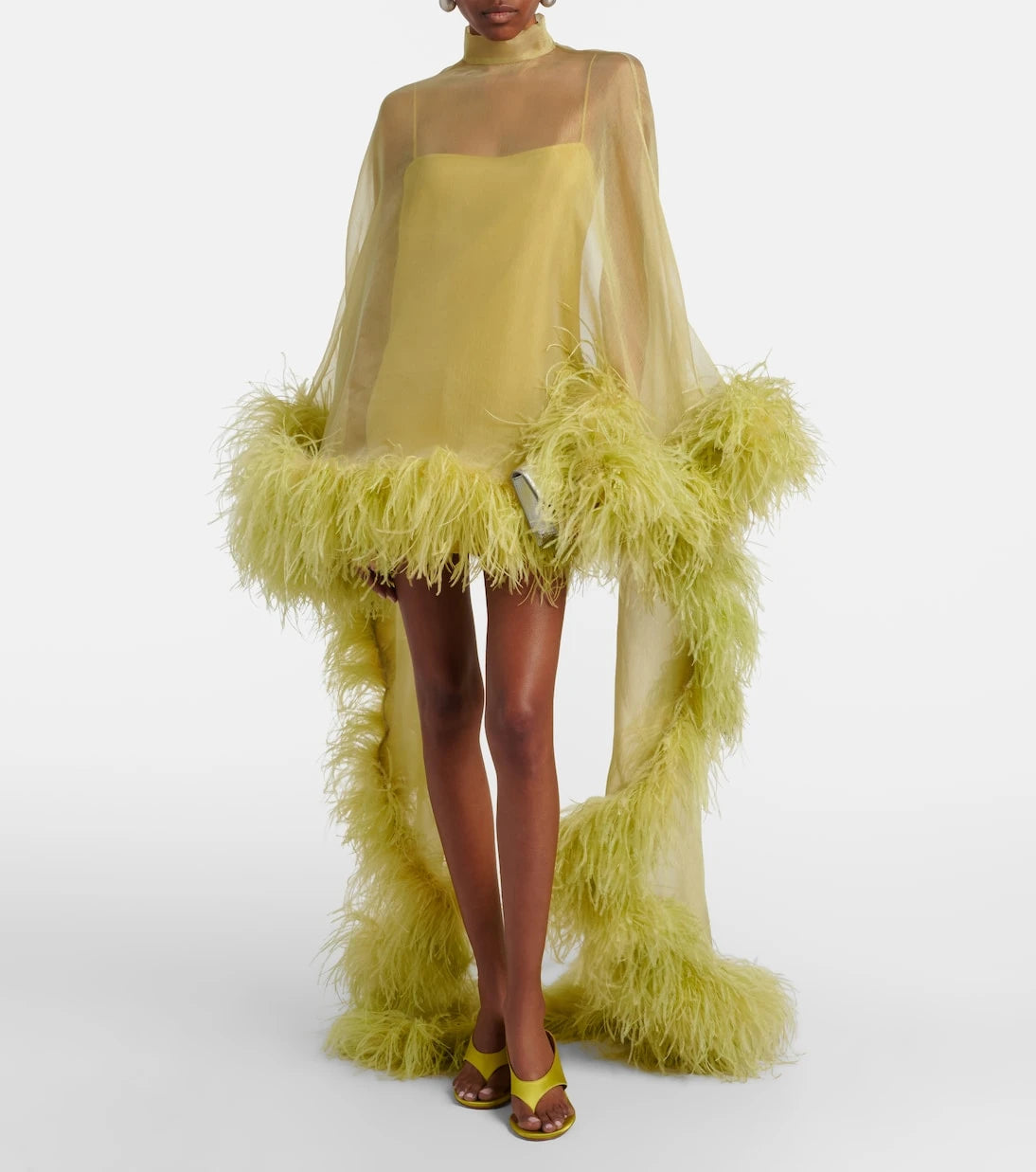 Taller Marmo - Daisy feather-trimmed organza kaftan