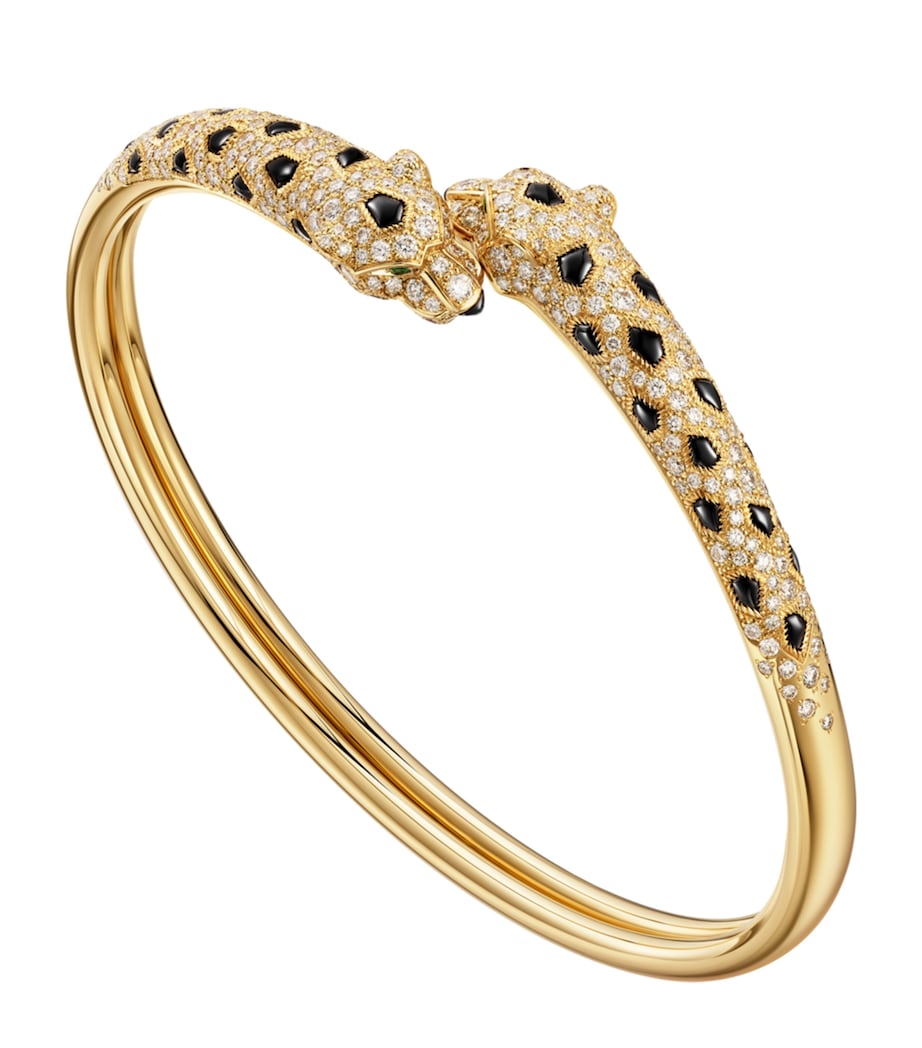 Yellow Gold, Diamond, Emerald and Onyx Panthère de Cartier Bracelet