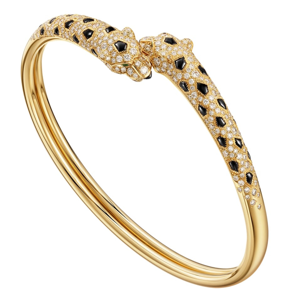 Yellow Gold, Diamond, Emerald and Onyx Panthère de Cartier Bracelet