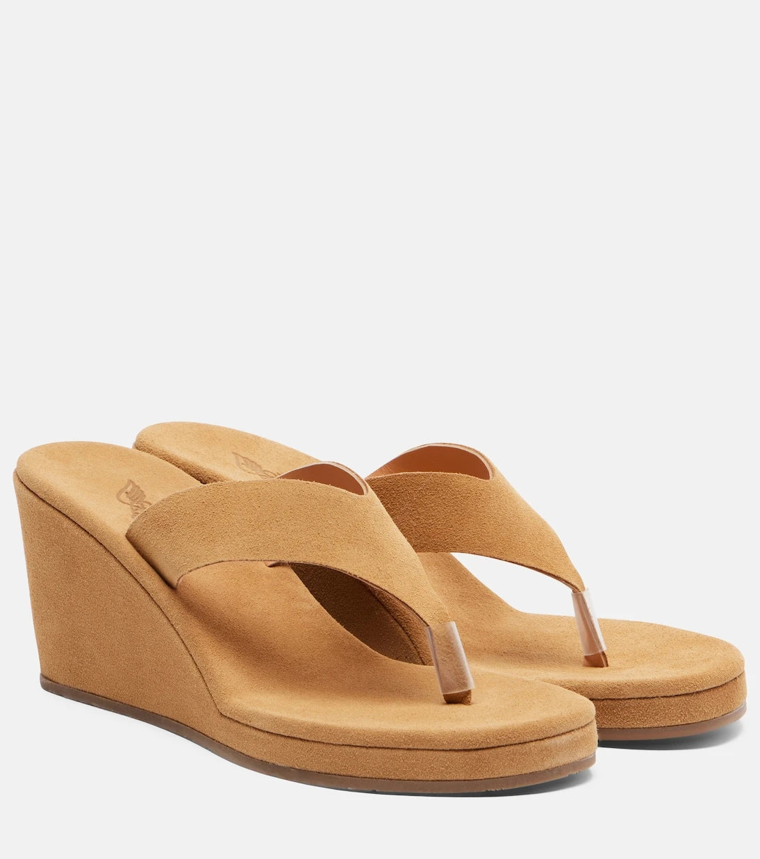 Ancient Greek Sandals - صندل ثونغ كعب ويدج "شاريس" من الشمواه
