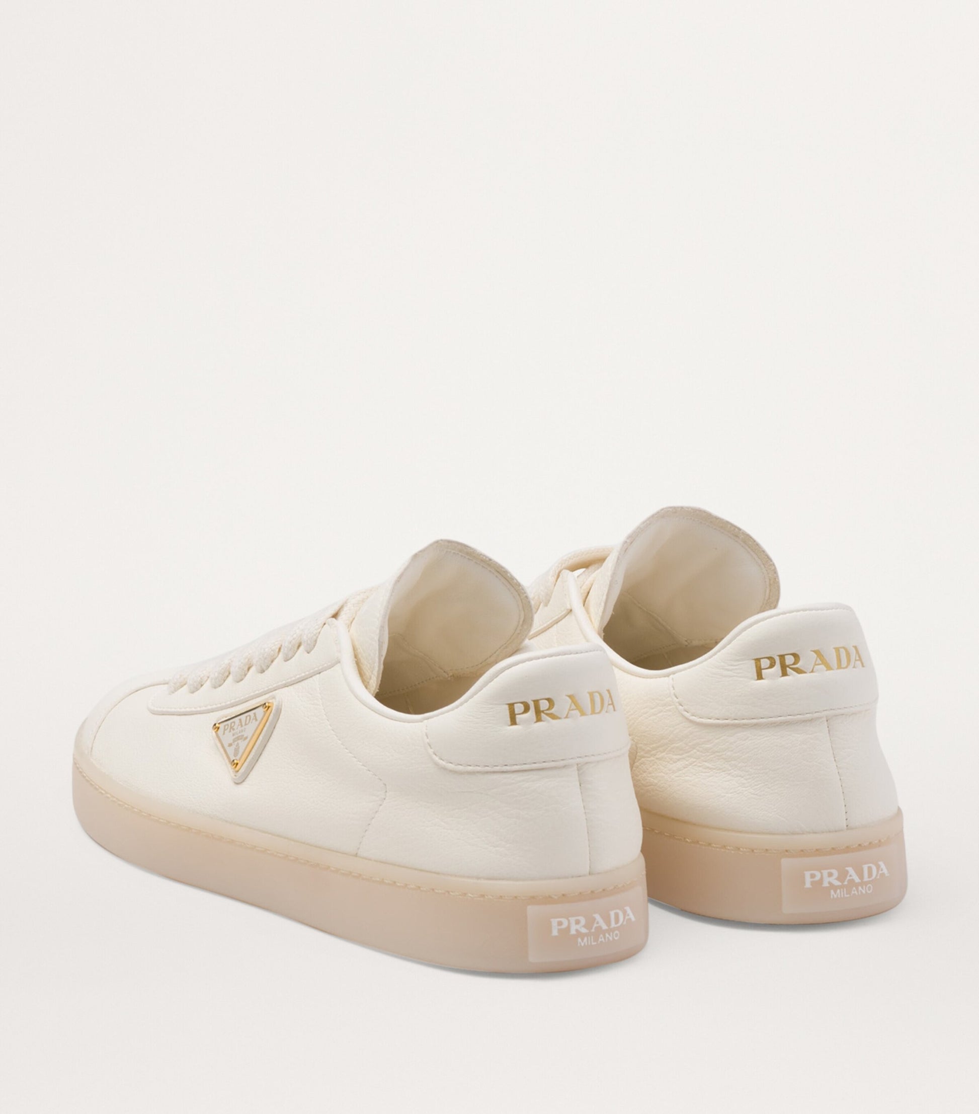 Prada Neutral Leather Sneakers