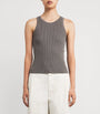 Max Mara Grey Cotton Ribbed Tank Top