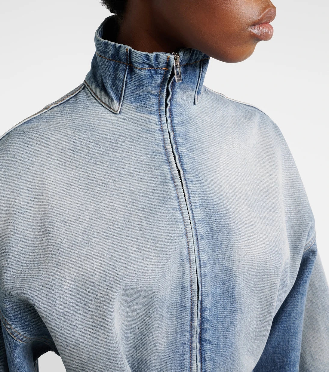 Alaïa - Belted cotton denim romper
