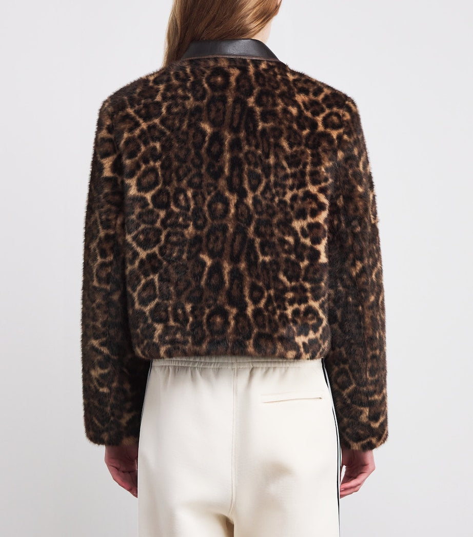 Claudie Pierlot Brown Faux Fur Leopard Bomber Jacket