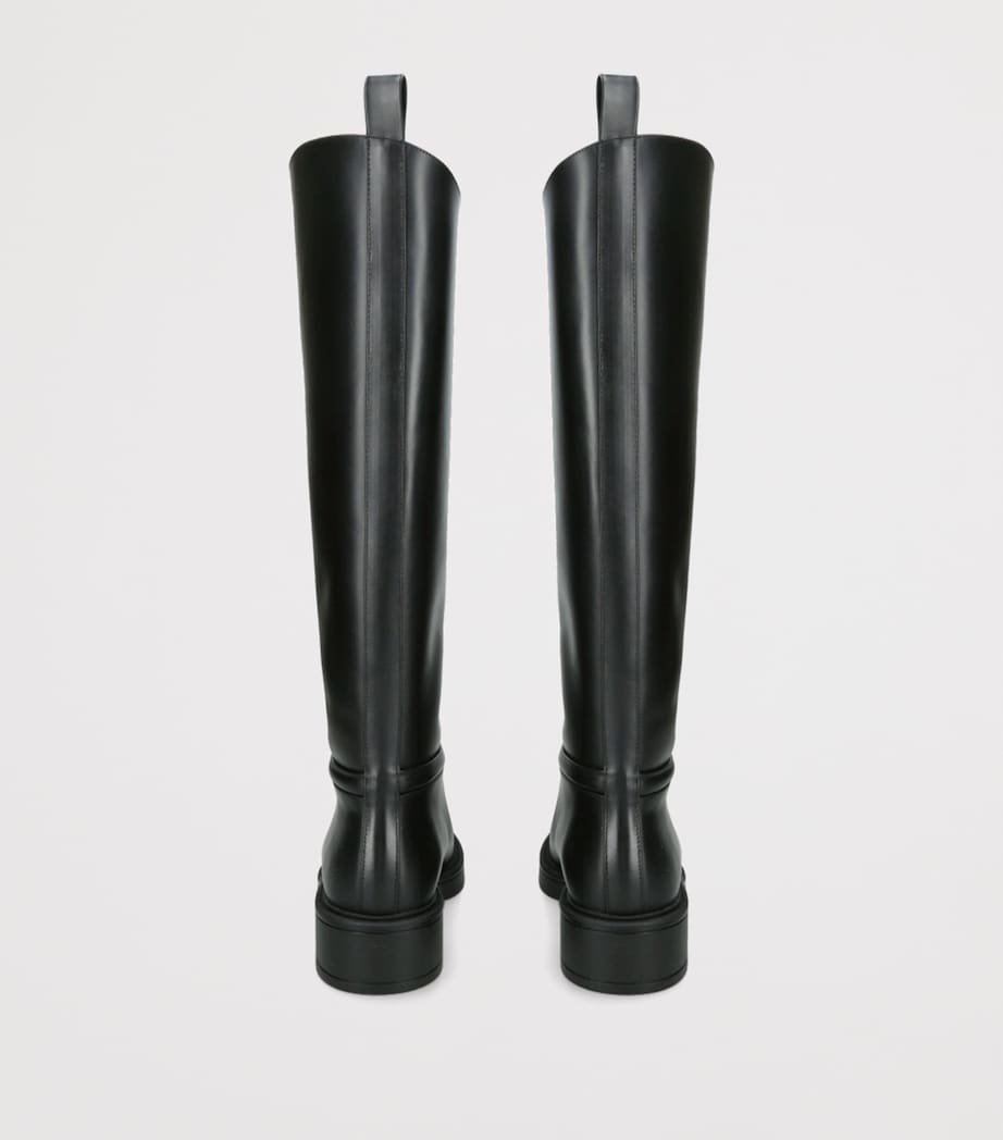 Stuart Weitzman Black Leather Celia Riding Boots