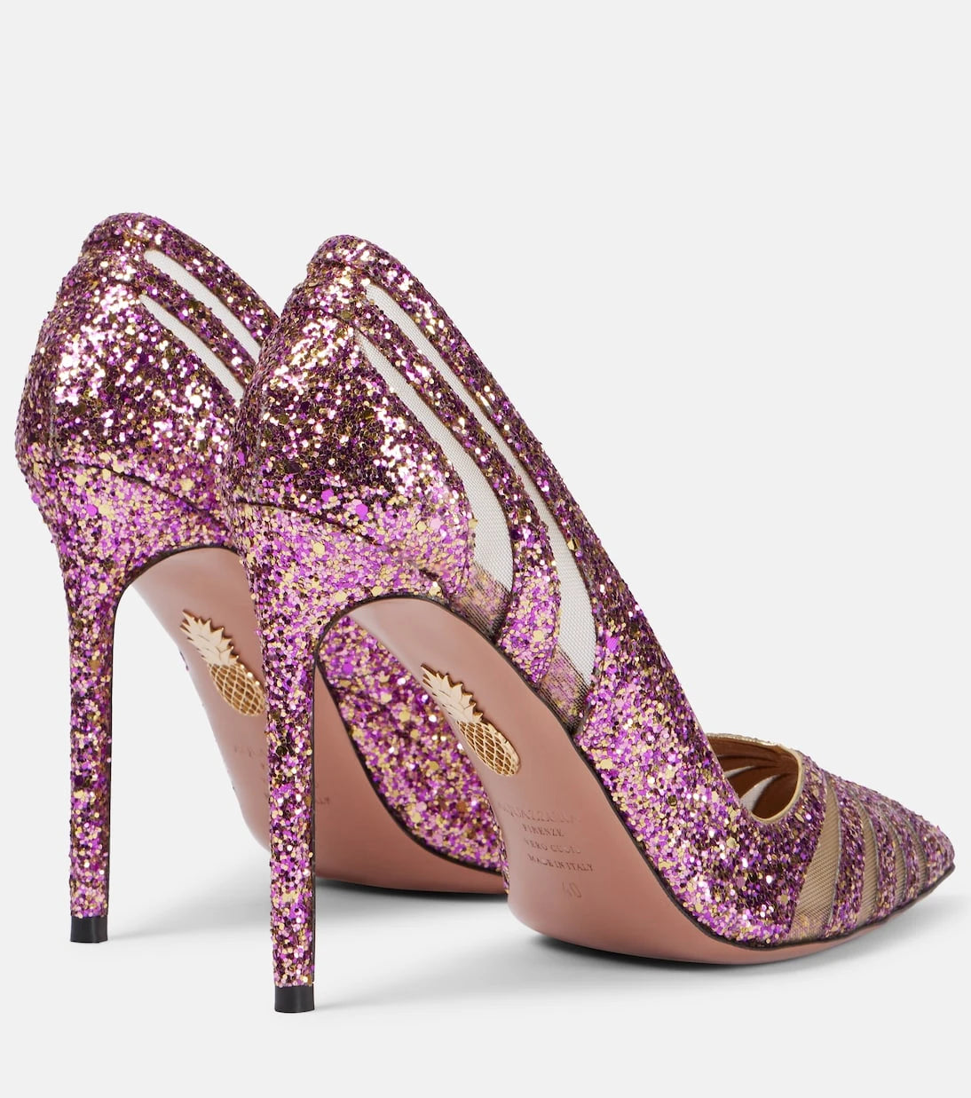 Aquazzura - The Spy 105 glitter mesh pumps