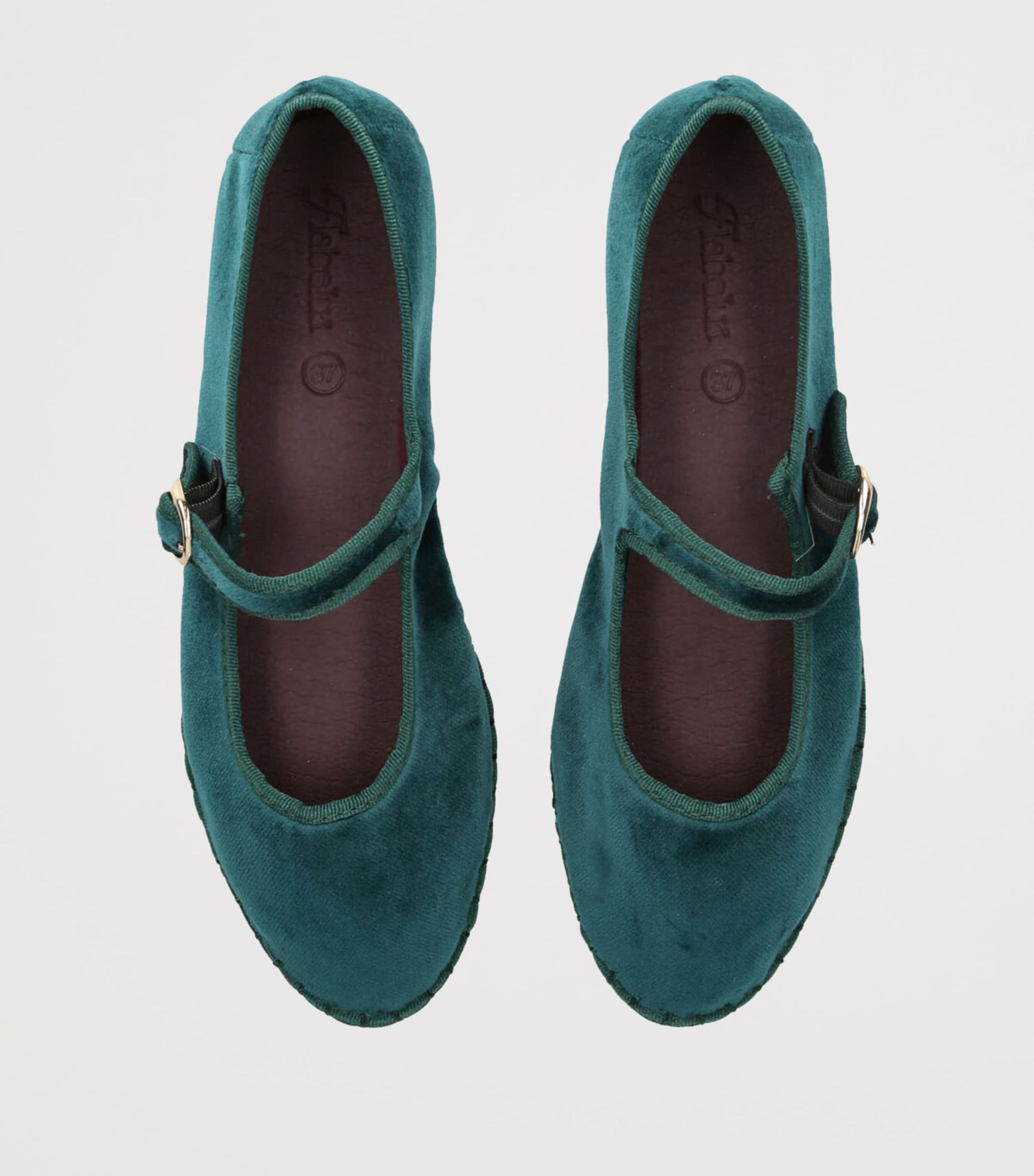 Flabelus Green Velvet Leonor Mary Janes