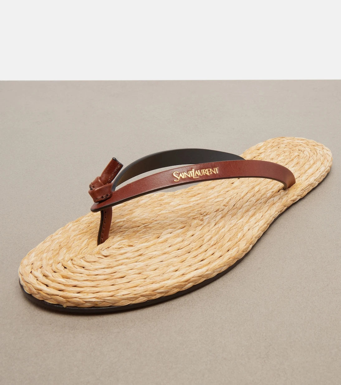 Saint Laurent - Pool leather-trimmed thong sandals
