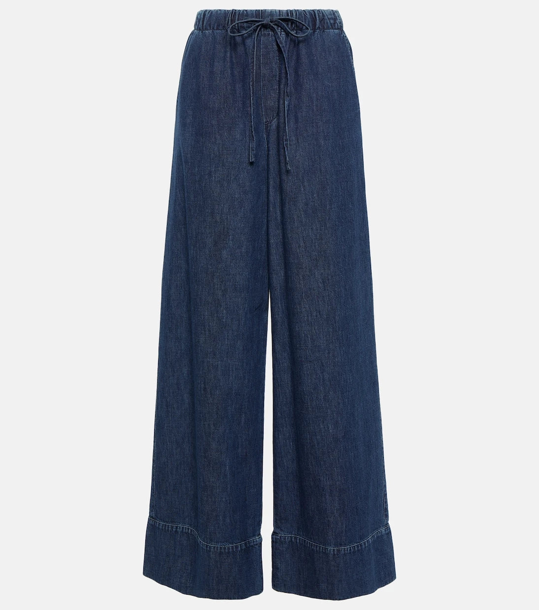Valentino - High-rise chambray wide-leg jeans
