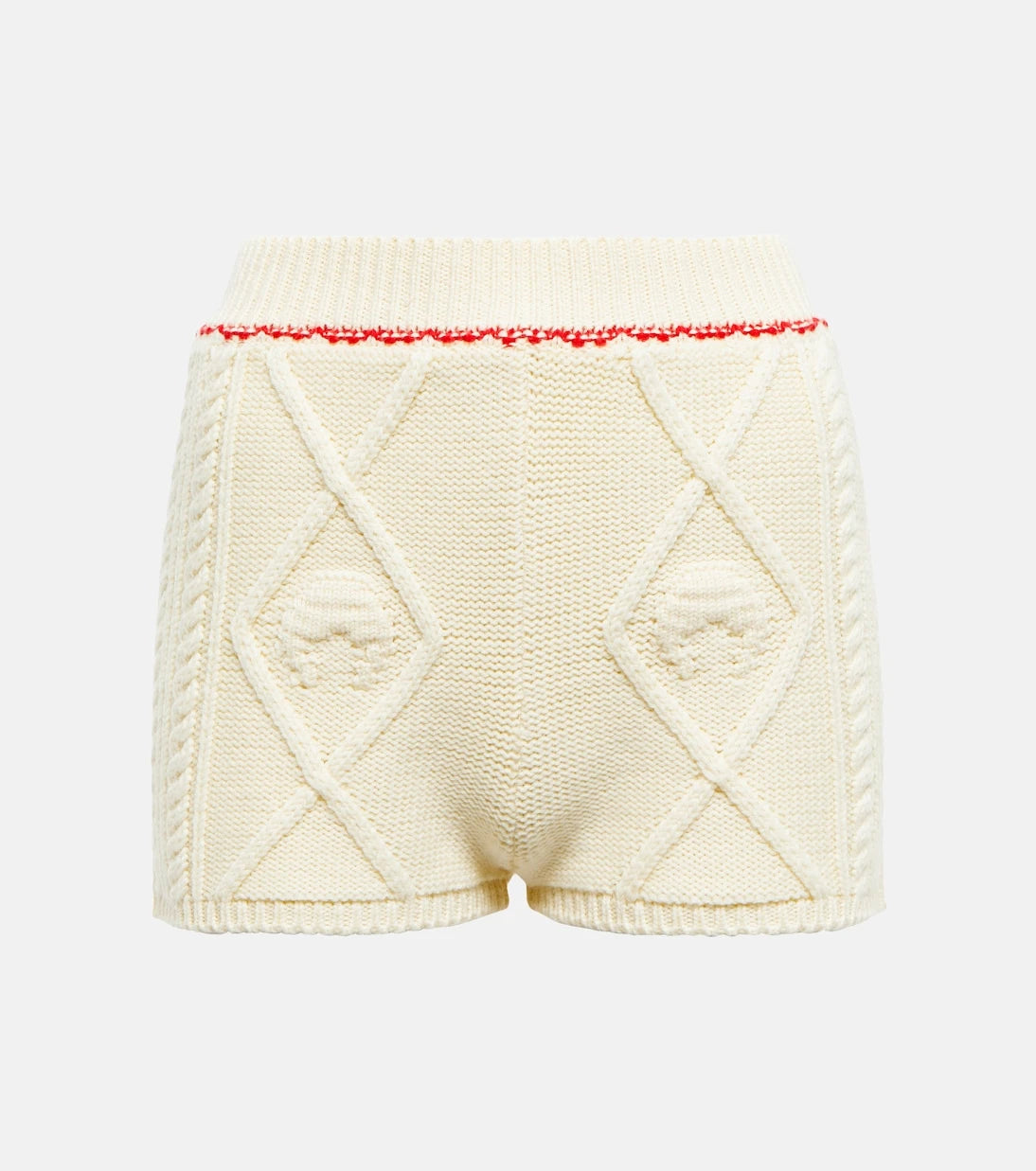 Marine Serre - Cable-knit wool shorts