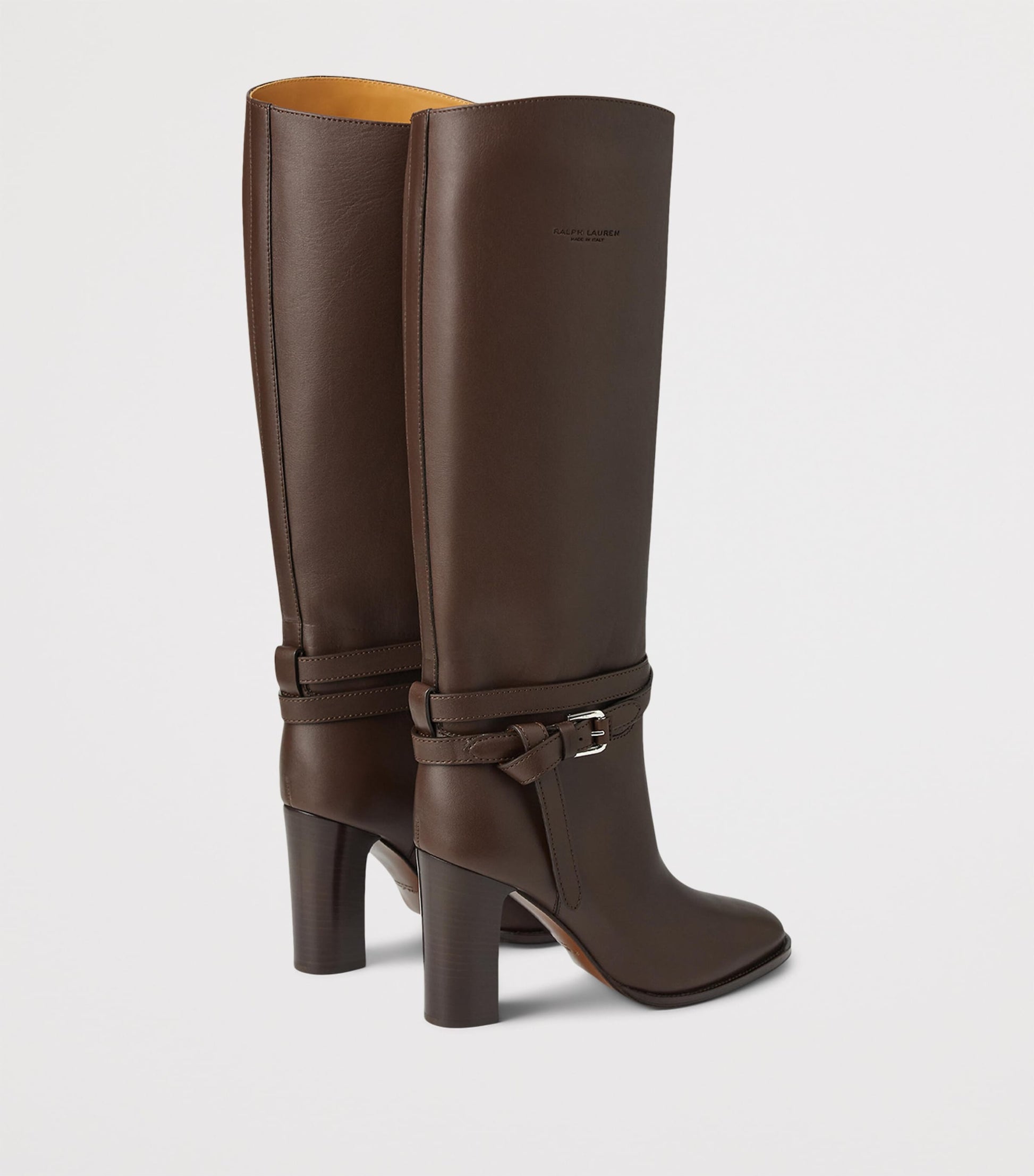 Ralph Lauren Collection Brown Leather Donnely Knee-High Boots 90