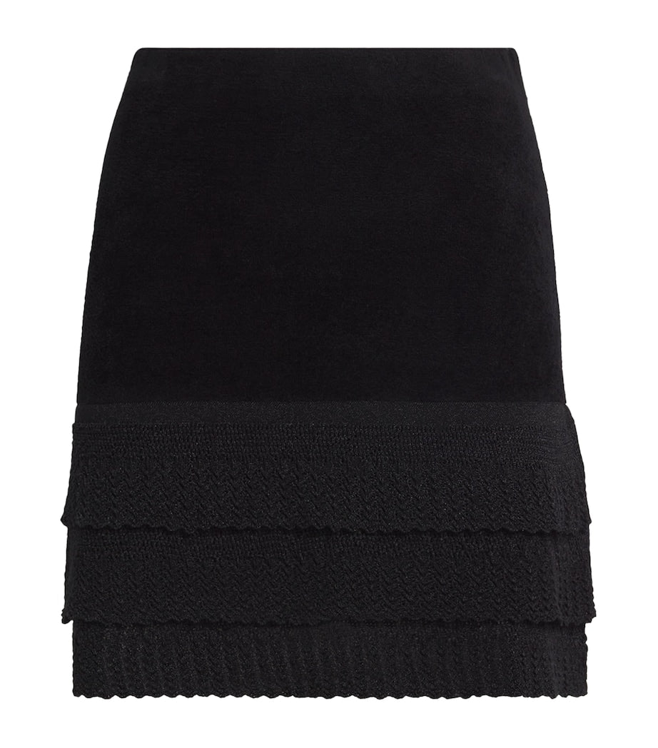 Claudie Pierlot Black Velvet-Effect Mini Skirt