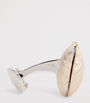 Deakin & Francis Sterling Silver Pearl-Detail Clam Cufflinks