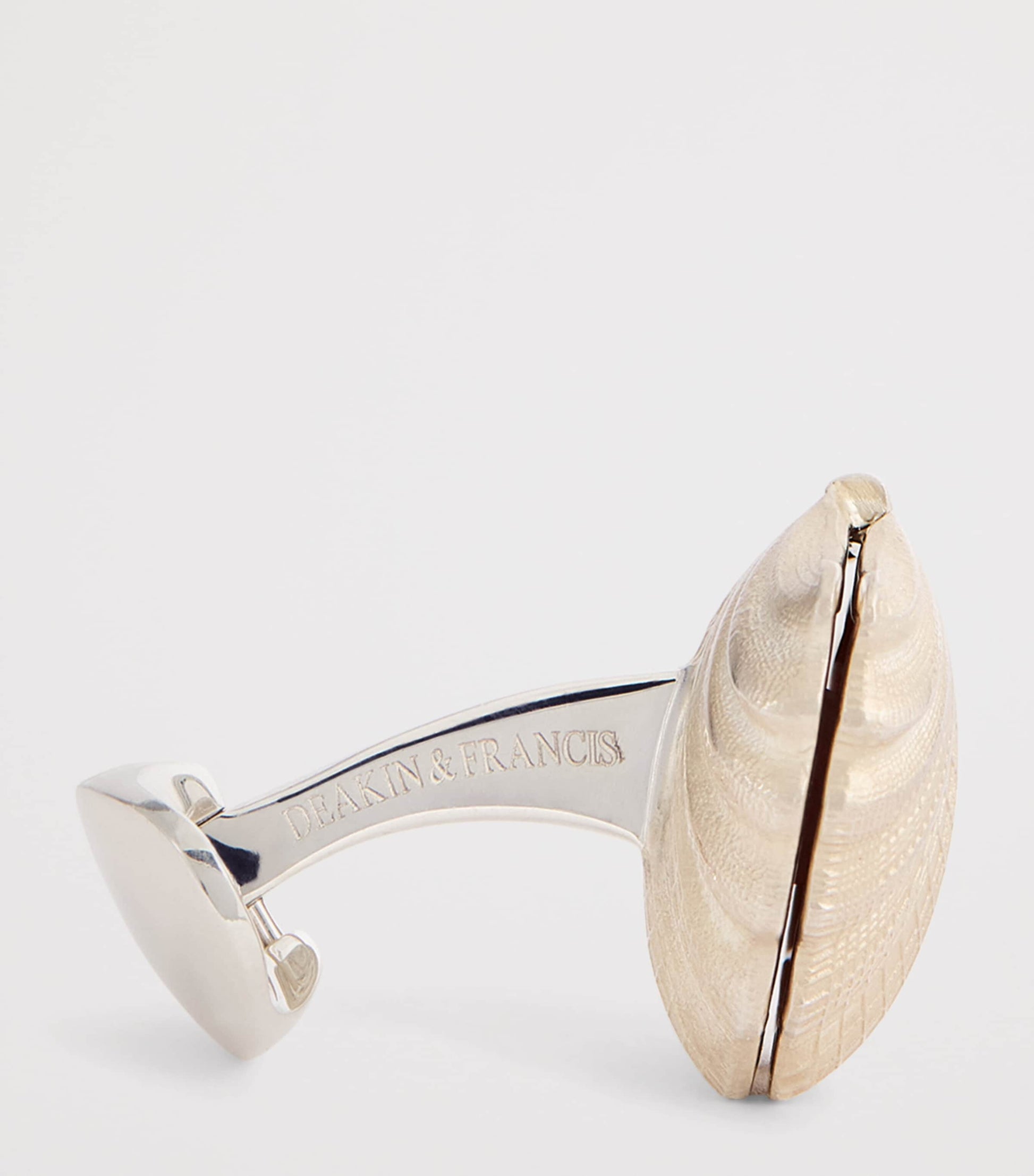 Deakin & Francis Sterling Silver Pearl-Detail Clam Cufflinks