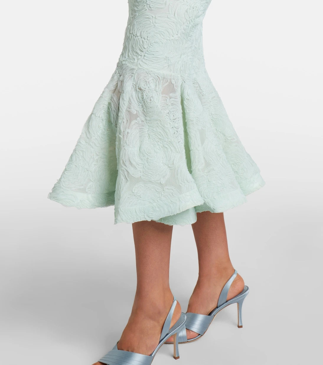 Rotate - Floral-appliqué mesh midi dress