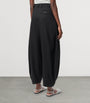 LOEWE Black Cotton-Silk Draped Barrel-Leg Trousers