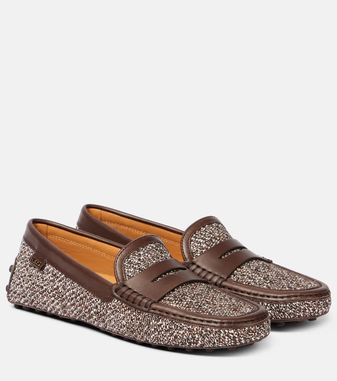 Tod's - Gommino leather-trimmed tweed driving shoes