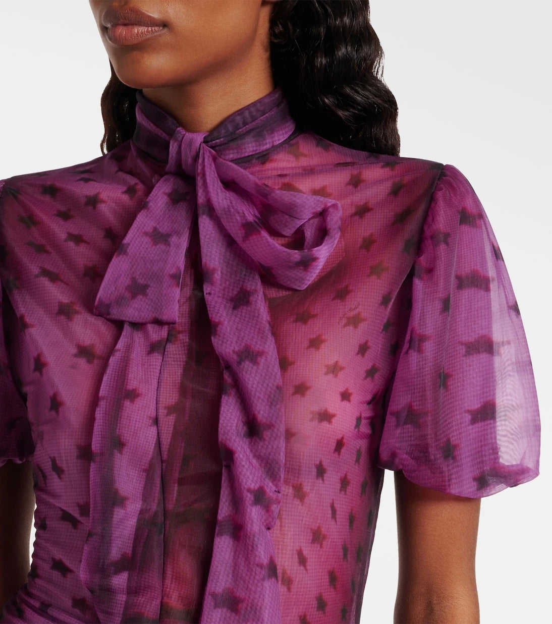 Acne Studios - Elulo bow-detail sheer blouse