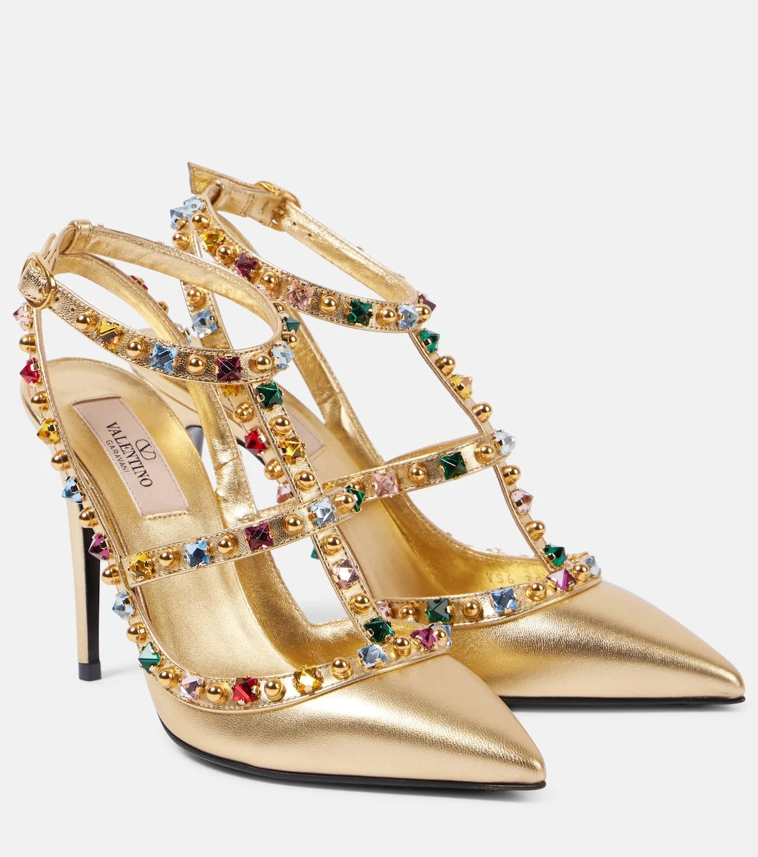 Valentino Garavani - Rockstud 100 embellished leather pumps