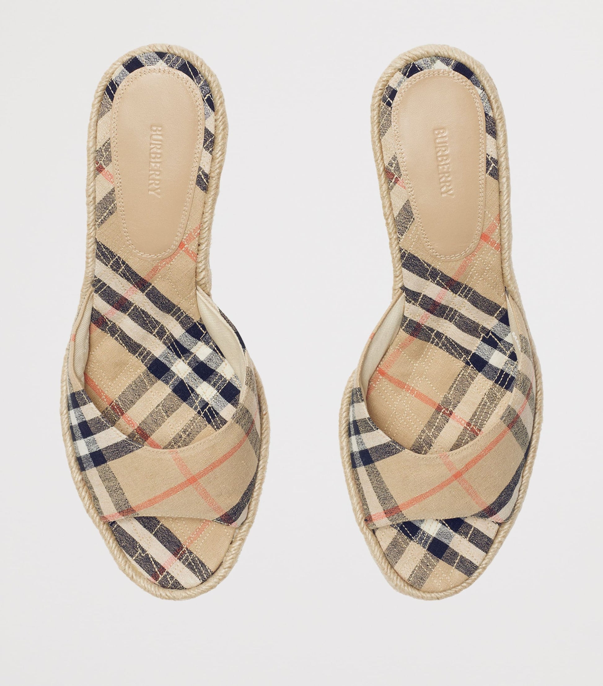 Burberry Beige Check Mews Wedge Mules 65