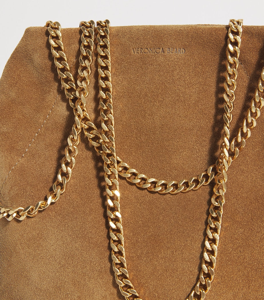 Brown Small Suede Slouch Top-Handle Bag