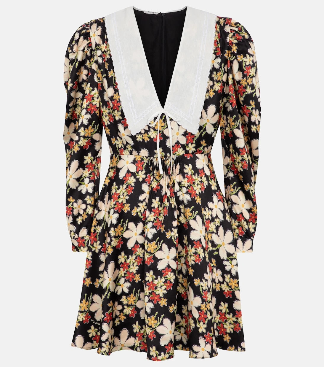Miu Miu - Floral satin sablé minidress