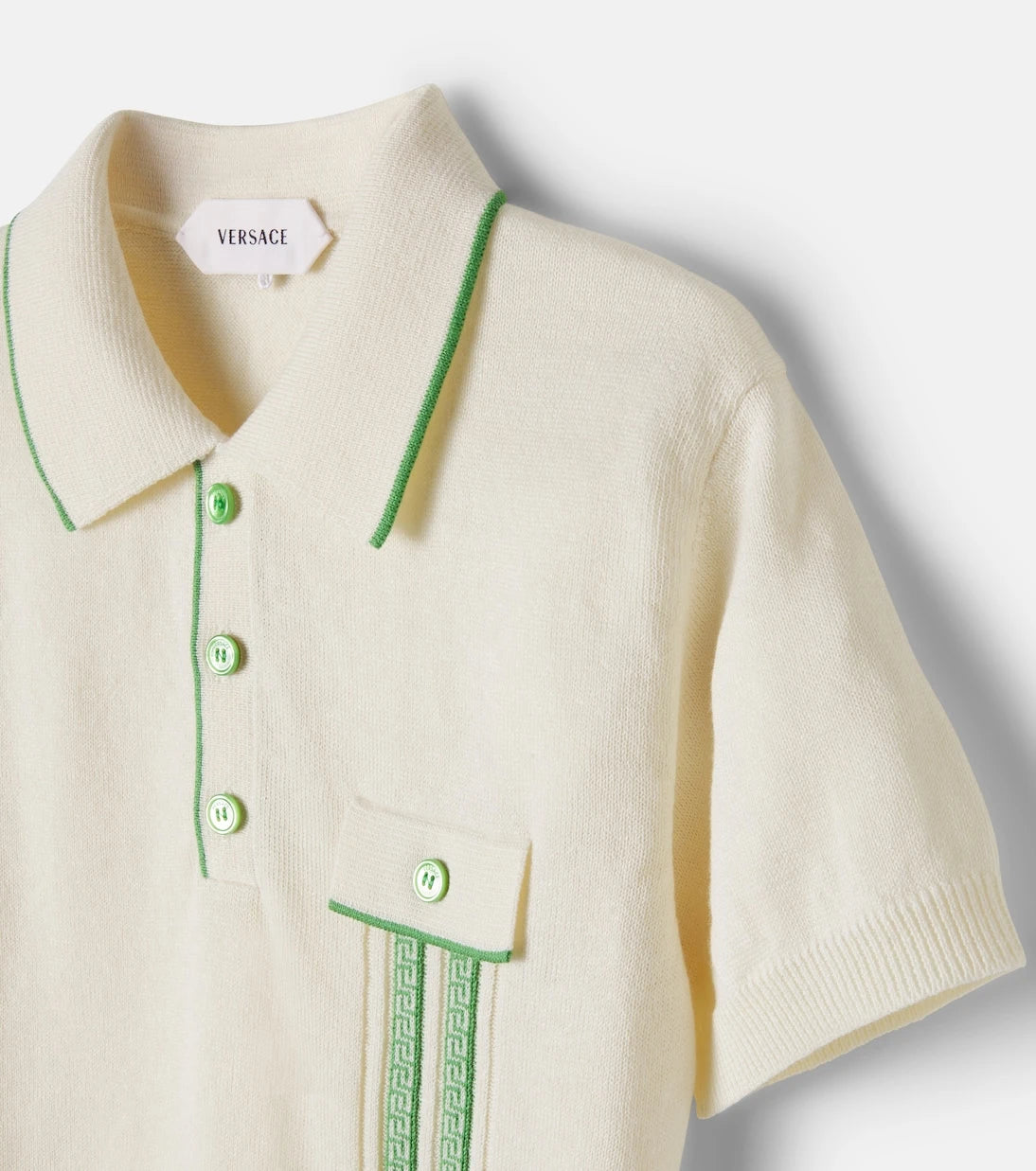 Versace Kids - Greca linen and cotton polo shirt
