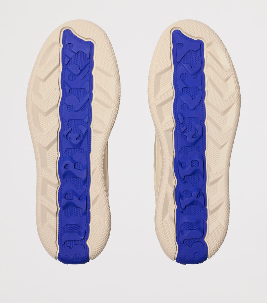 Burberry White Leather Check Print Terrace Sneakers