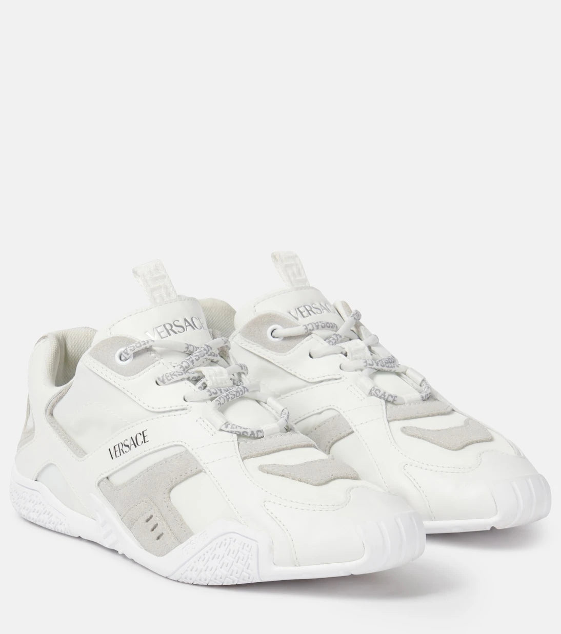 Versace - Galaxia suede-trimmed leather sneakers