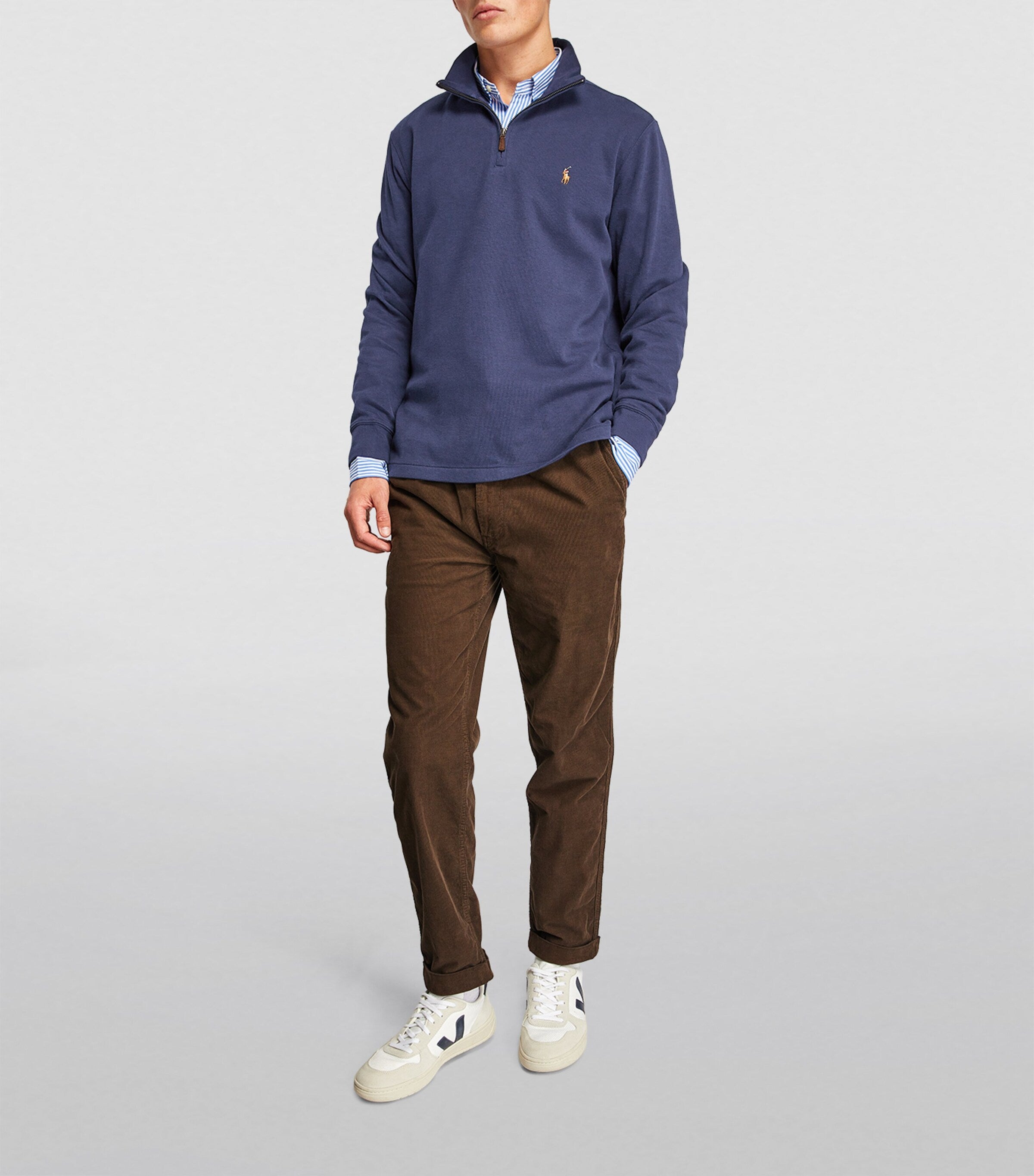 Polo Ralph Lauren Navy Cotton Quarter-Zip Sweater