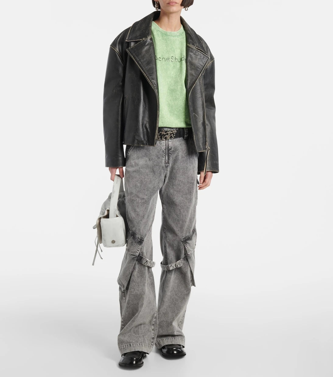 Acne Studios - بنطال كارجو متوسط الارتفاع من قماش الكانفاس القطني
