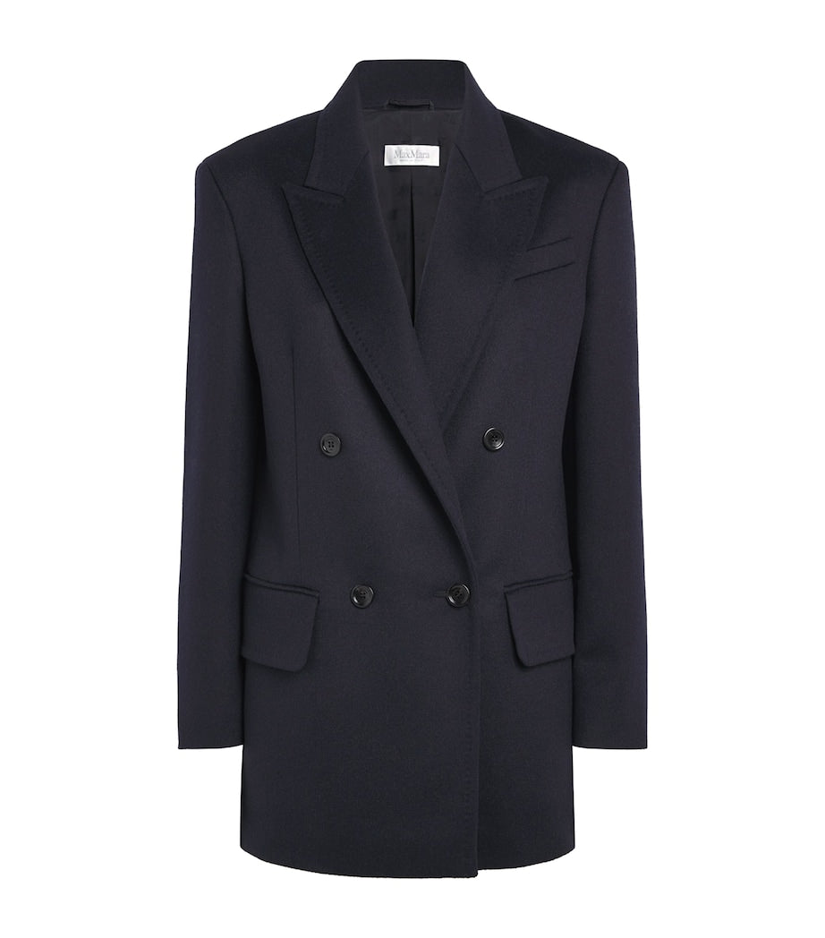 Max Mara Camel Hair Double-Breasted Blazer ULTRAMARINE