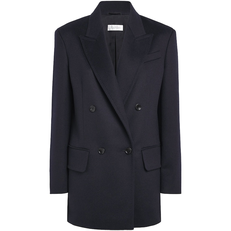 Max Mara Camel Hair Double-Breasted Blazer ULTRAMARINE