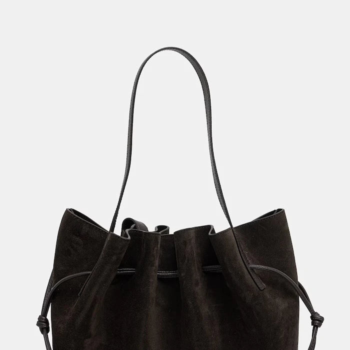 Yuzefi kadın süet hobo çanta SCALLOP SHOULDER