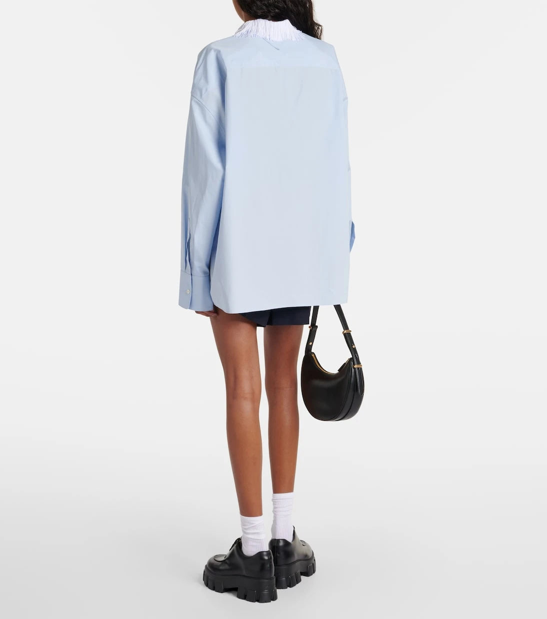 Prada - Fringe-trimmed cotton poplin shirt