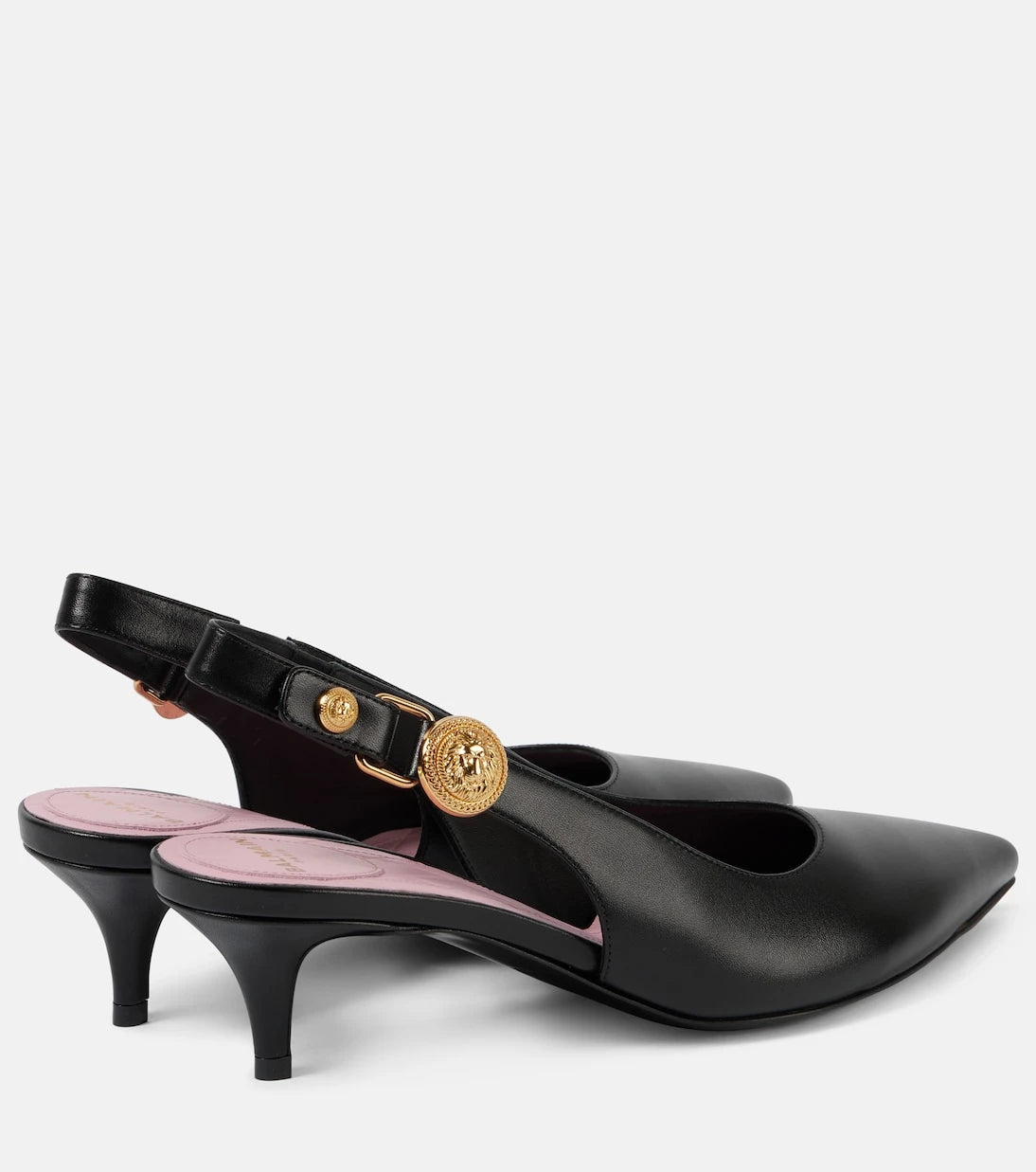 Balmain - Medusa '95 leather slingback pumps