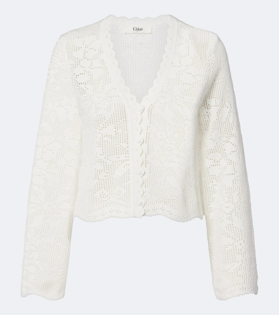 Chloé - Pointelle scalloped cotton cardigan