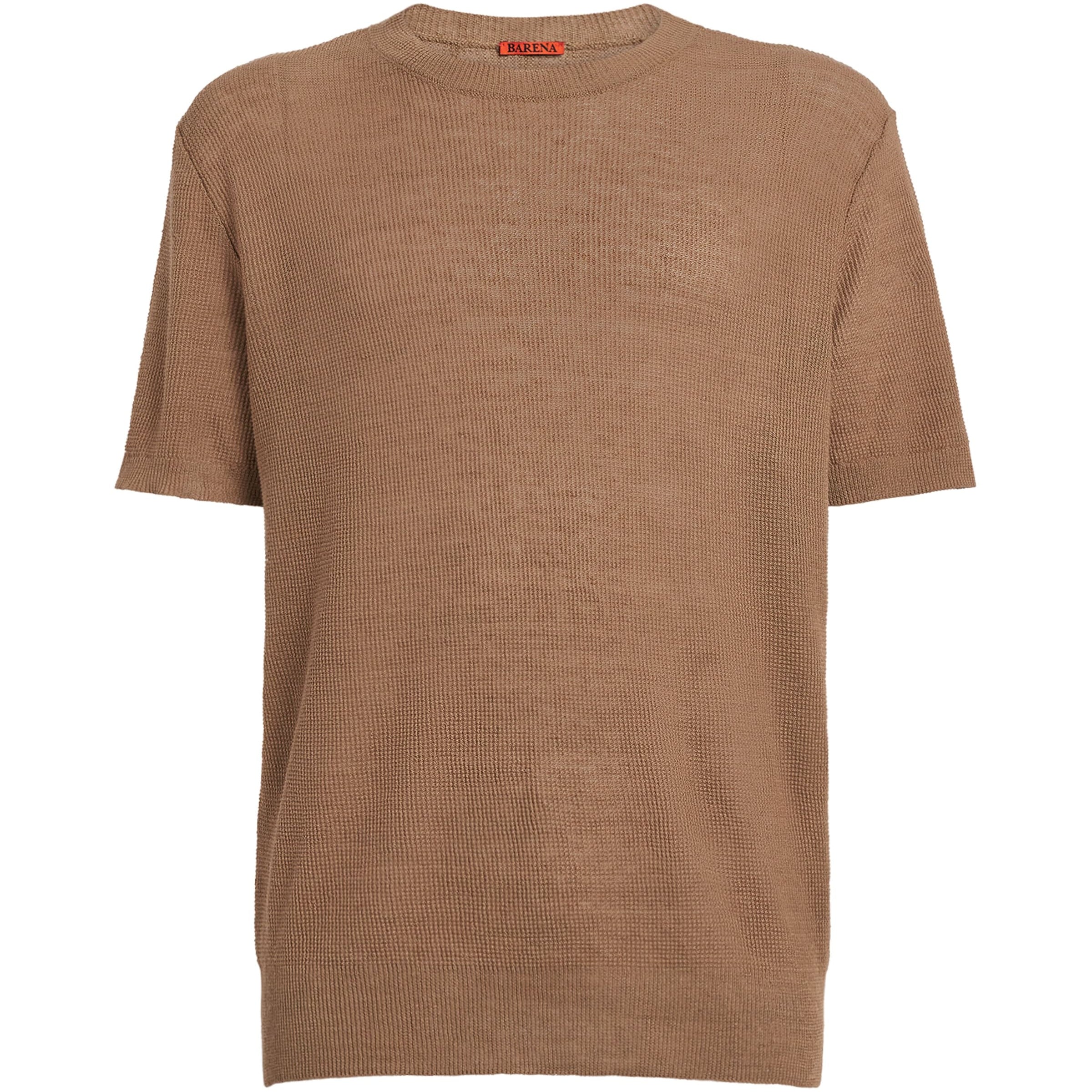 Brown Linen-Cotton T-Shirt