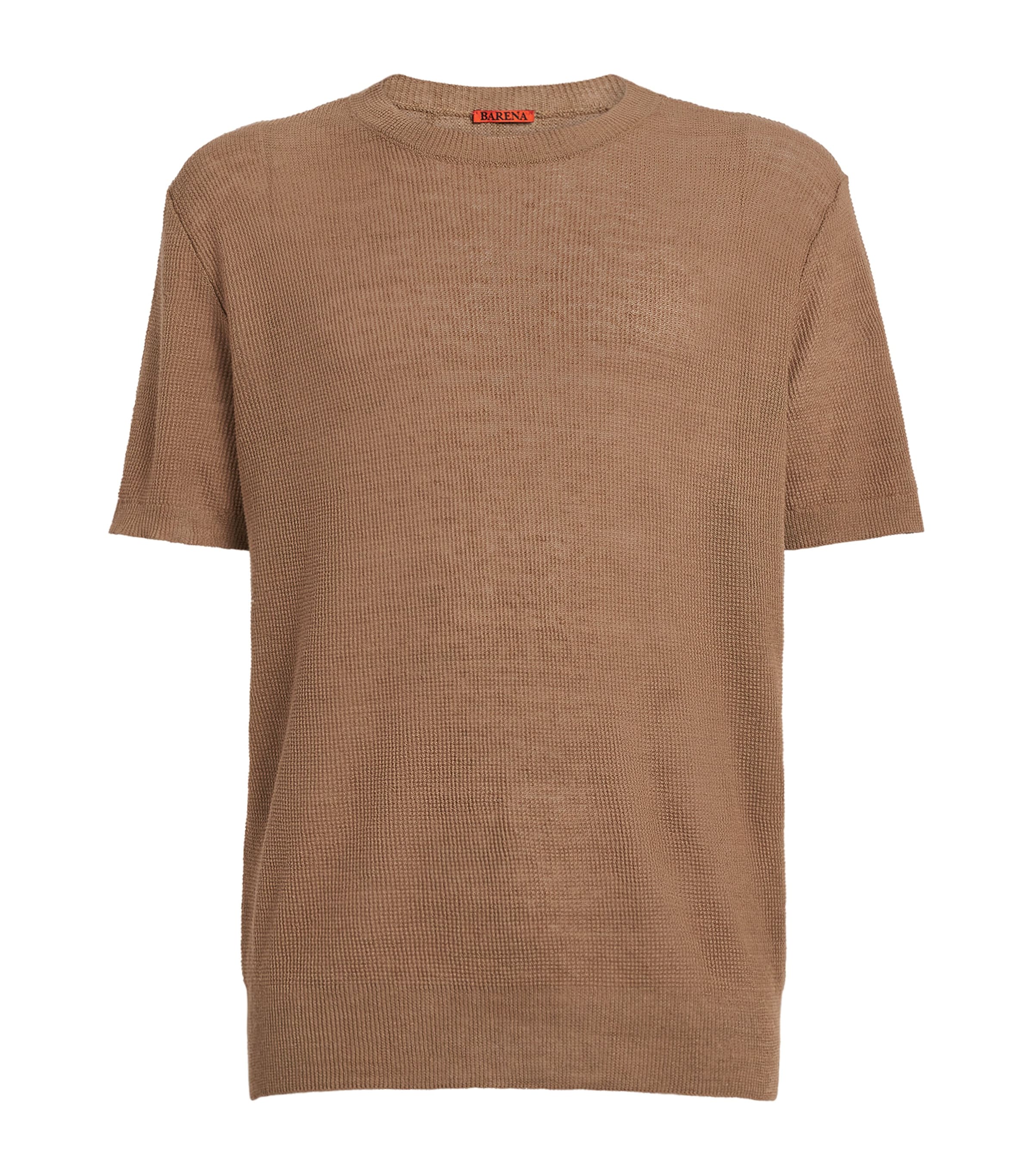 Brown Linen-Cotton T-Shirt