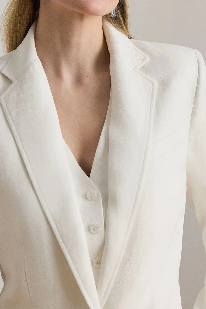 Lauren Ralph Lauren tek düğmeli kadın keten ceket