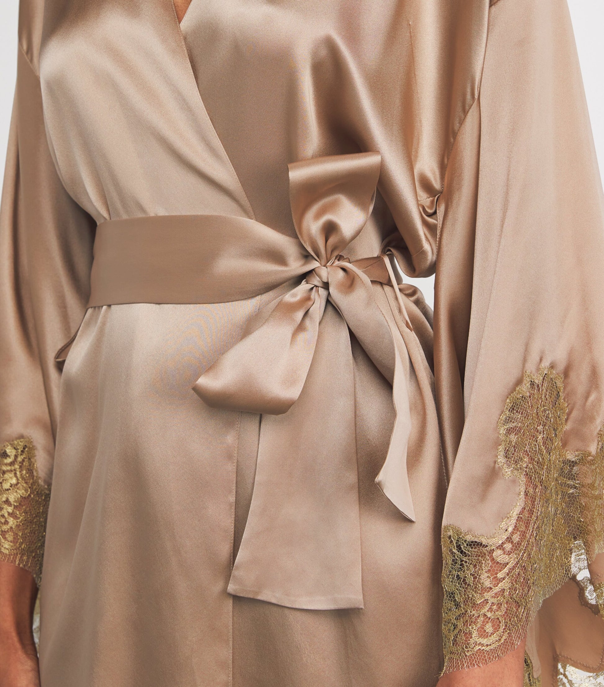 Silk Lace-Trim Gina Short Robe