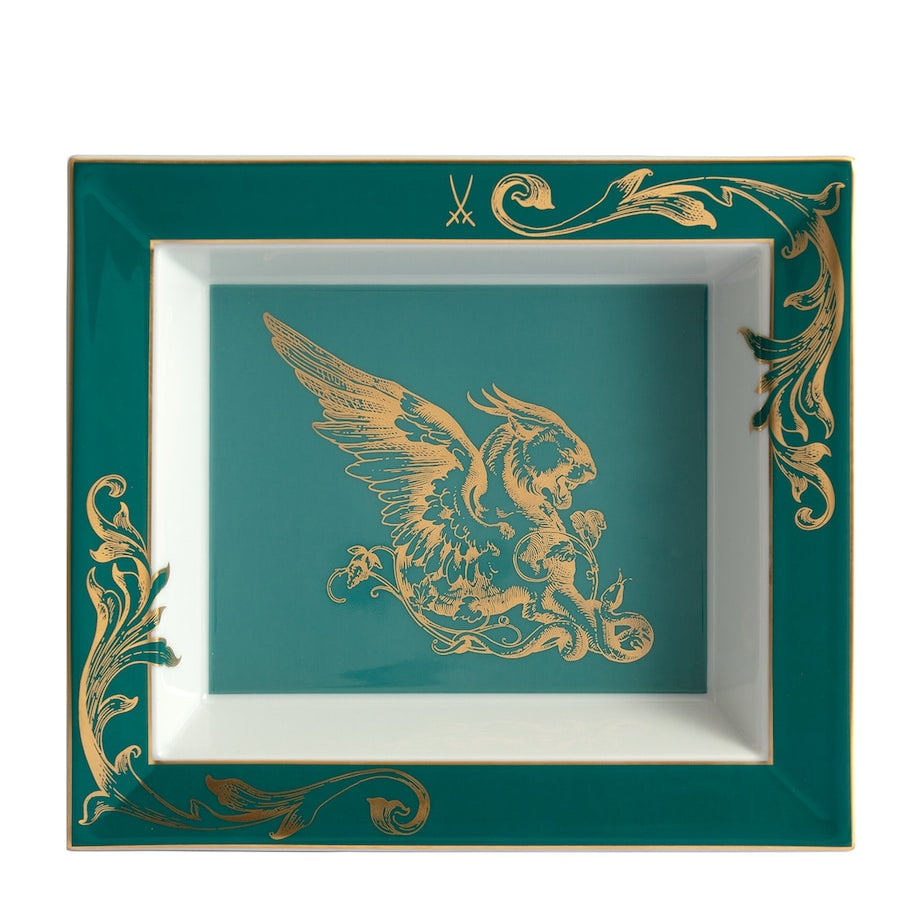 Meissen Large Porcelain Winged Lioness Tray (21cm)