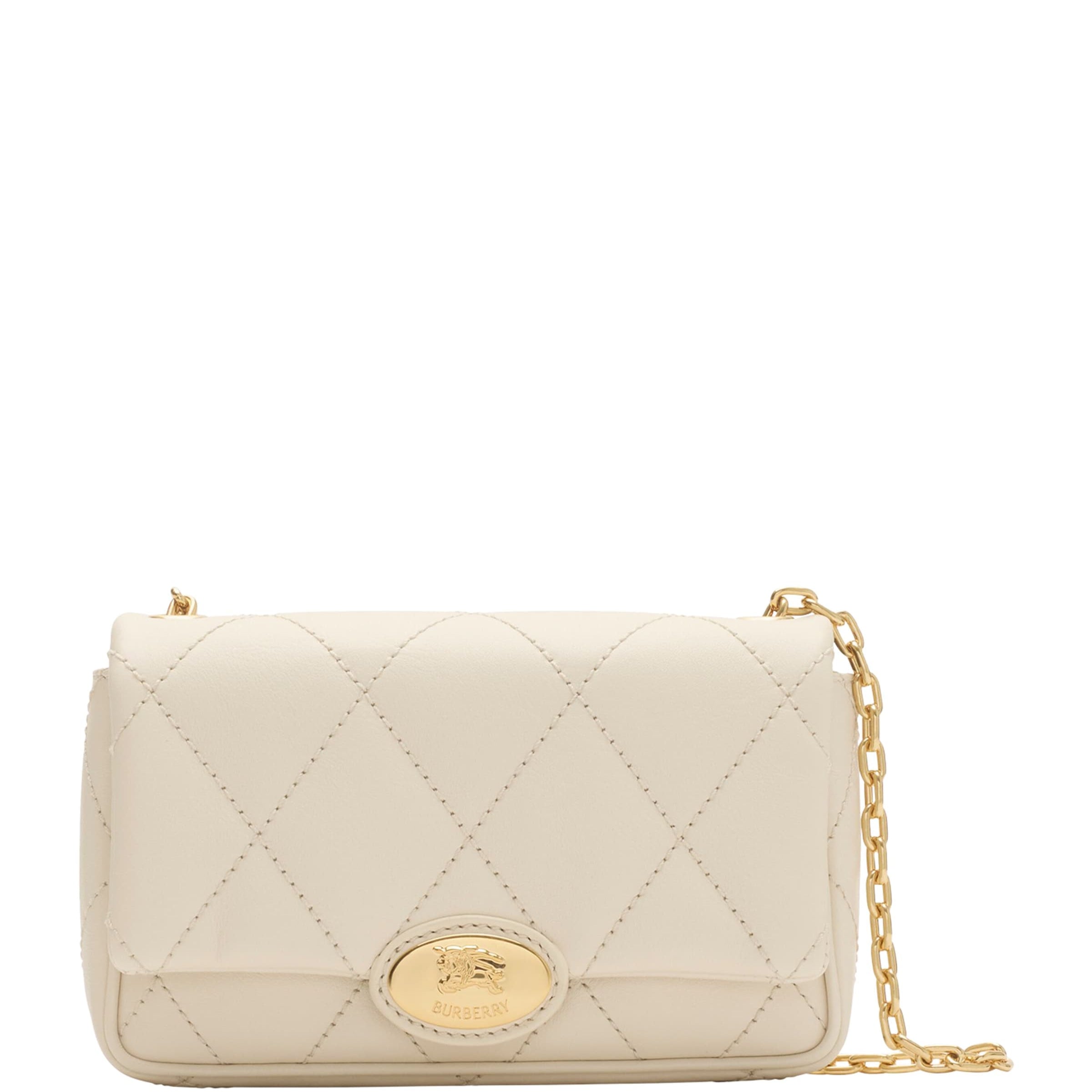 Ivory Leather Quilted Clutch Bag