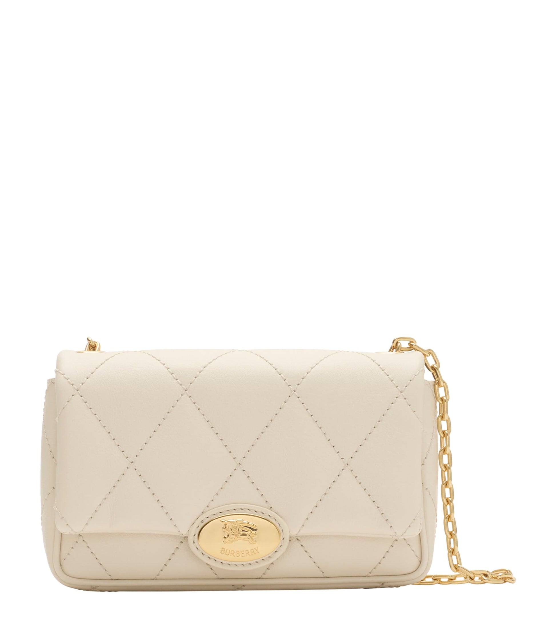 Ivory Leather Quilted Clutch Bag